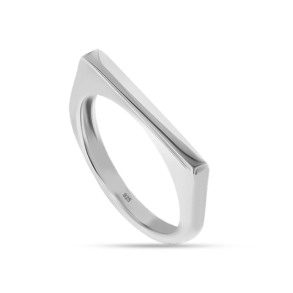 925 Sterling Silver Classical Simple Plain Rectangular Bar Finger Ring for Women