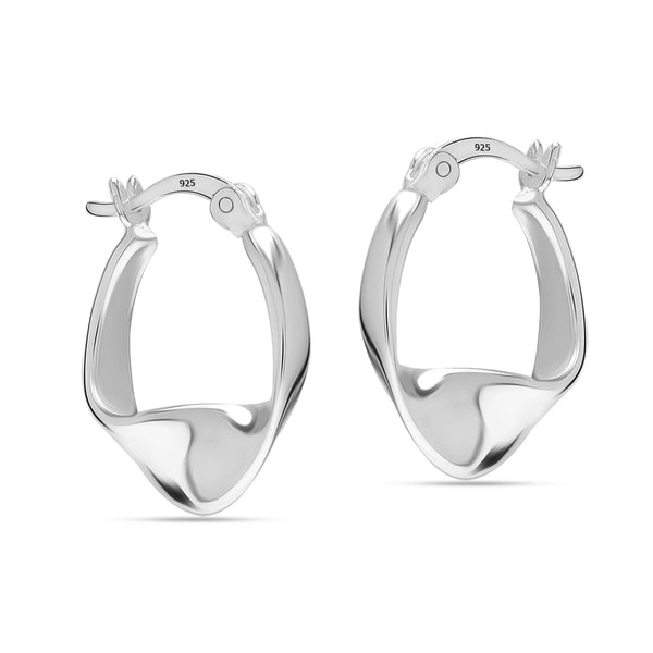 925 Sterling Silver Classic Twisted Round Wavy Click-Top Hoop Earrings for Women