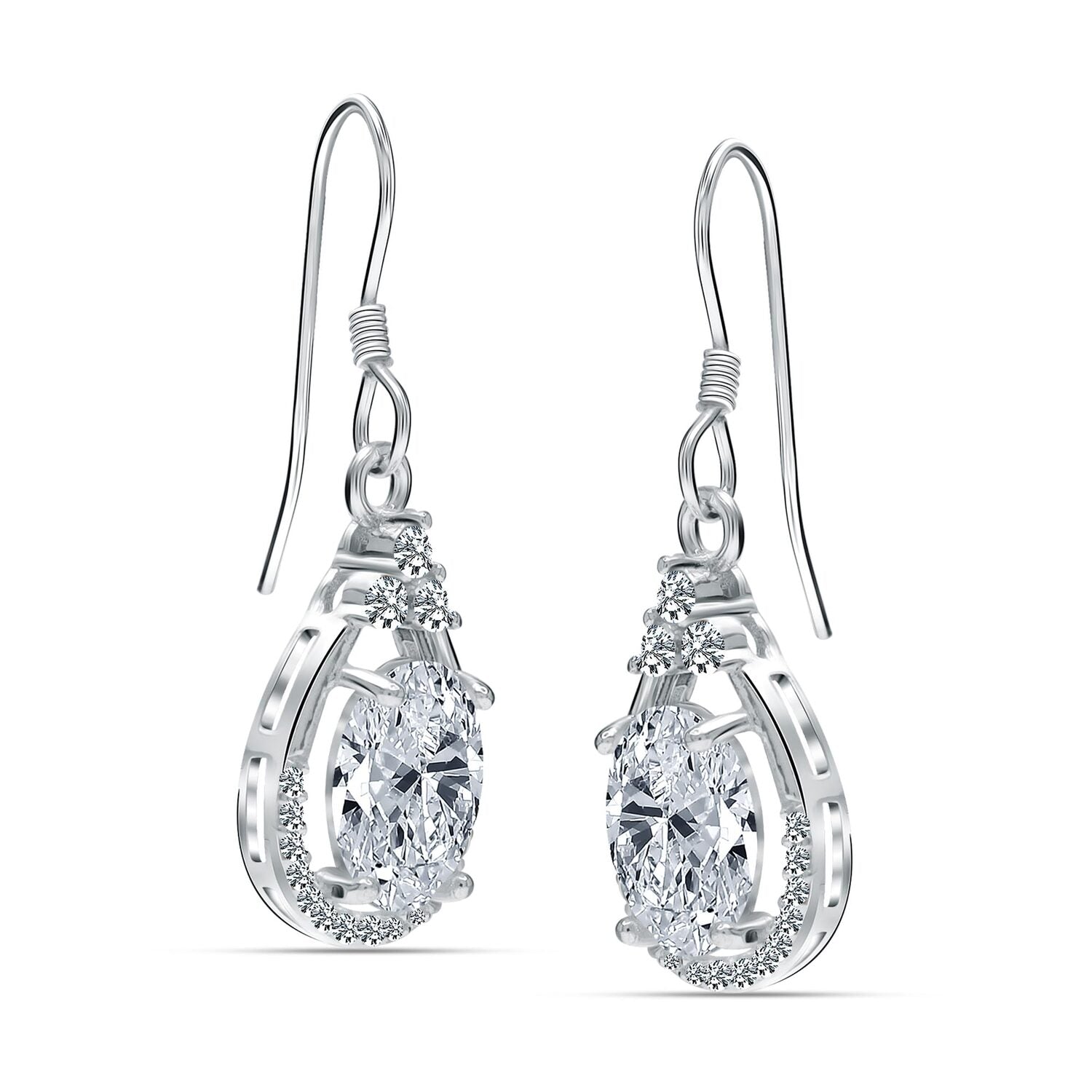 925 Sterling Silve Pear-Cut Cubic Zirconia Teardrop Drop Dangle Earrings for Women