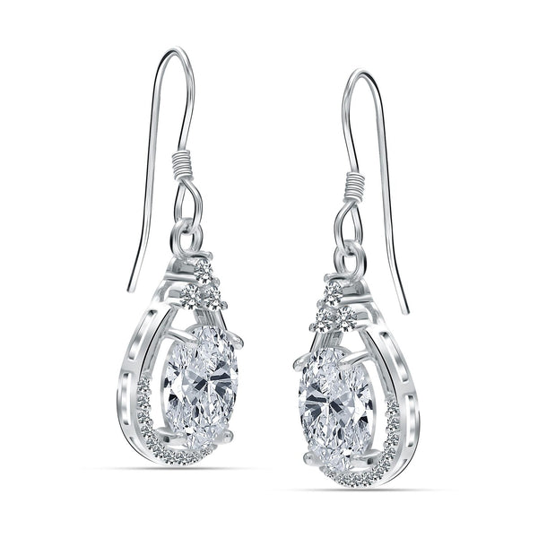 925 Sterling Silve Pear-Cut Cubic Zirconia Teardrop Drop Dangle Earrings for Women