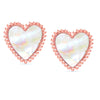 925 Sterling Silver 14K Rose-Gold Plated Mother of Pearl Heart Classic MOP Stud Earrings for Women Teen