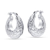 925 Sterling Silver Classic Embossed Texture Chunky Round Shaped Puff Click-Top Hoop Earrings for Women