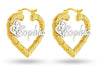 Personalised 925 Sterling Silver Name Heart Bamboo Hoop Earrings for Teen Women