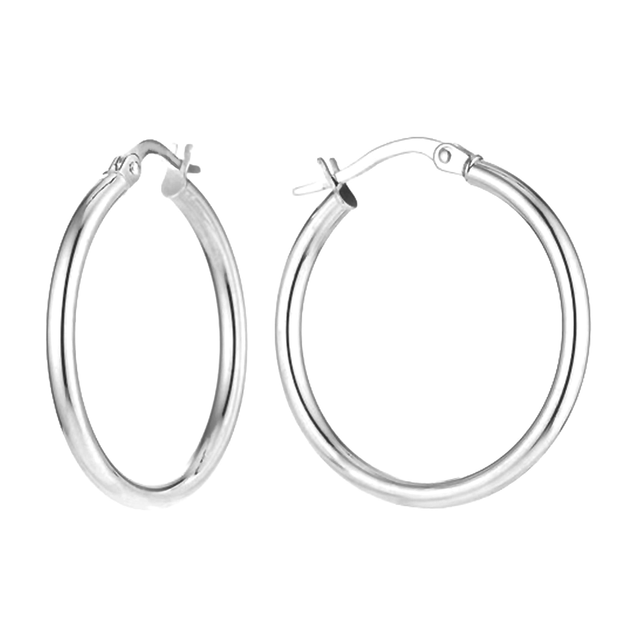 925 Sterling Silver Italian Round Tube Small Click-Top Hoop Earrings for Teen and Women 2.5mm