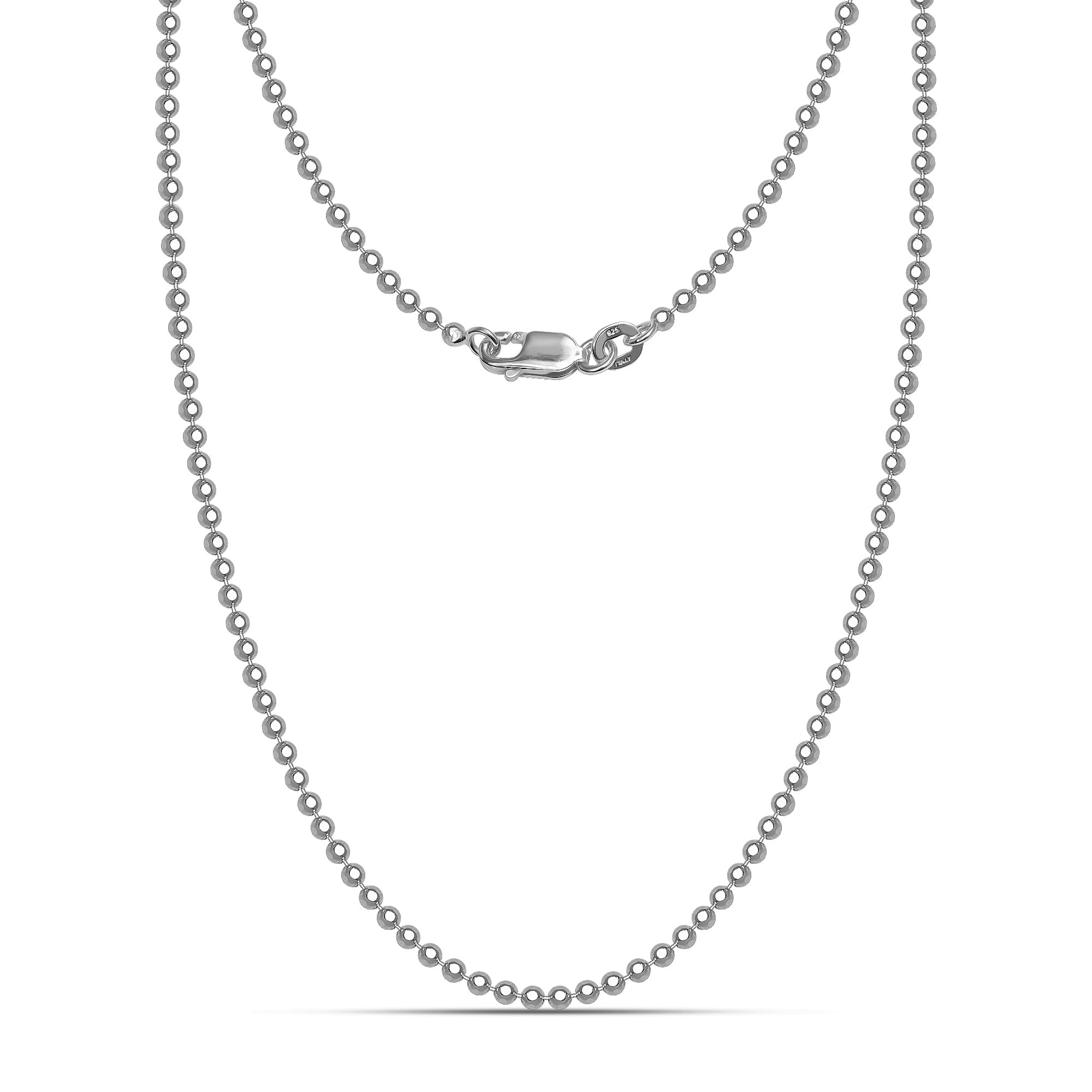 925 Sterling Silver Italian Ball-Chain Necklace for Women 0.3 CM