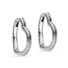 925 Sterling Silver Small Wire Wrapped Texture Heart Shape Huggie Hoop Earring for Women