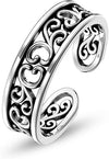 925 Sterling Silver Classic Floral Adjustable Toe Rings for Women