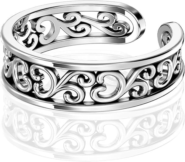 925 Sterling Silver Classic Floral Adjustable Toe Rings for Women