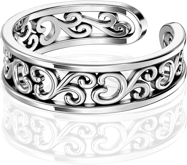 925 Sterling Silver Classic Floral Adjustable Toe Rings for Women