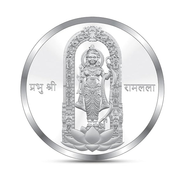 BIS Hallmarked Silver Coin Lord Ram Lalla | Ayodhya Temple | Ram Mandir with Gift Box 999 Pure