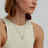 925 Sterling Silver T-Bar Curb Chain Pendant Necklace for Women