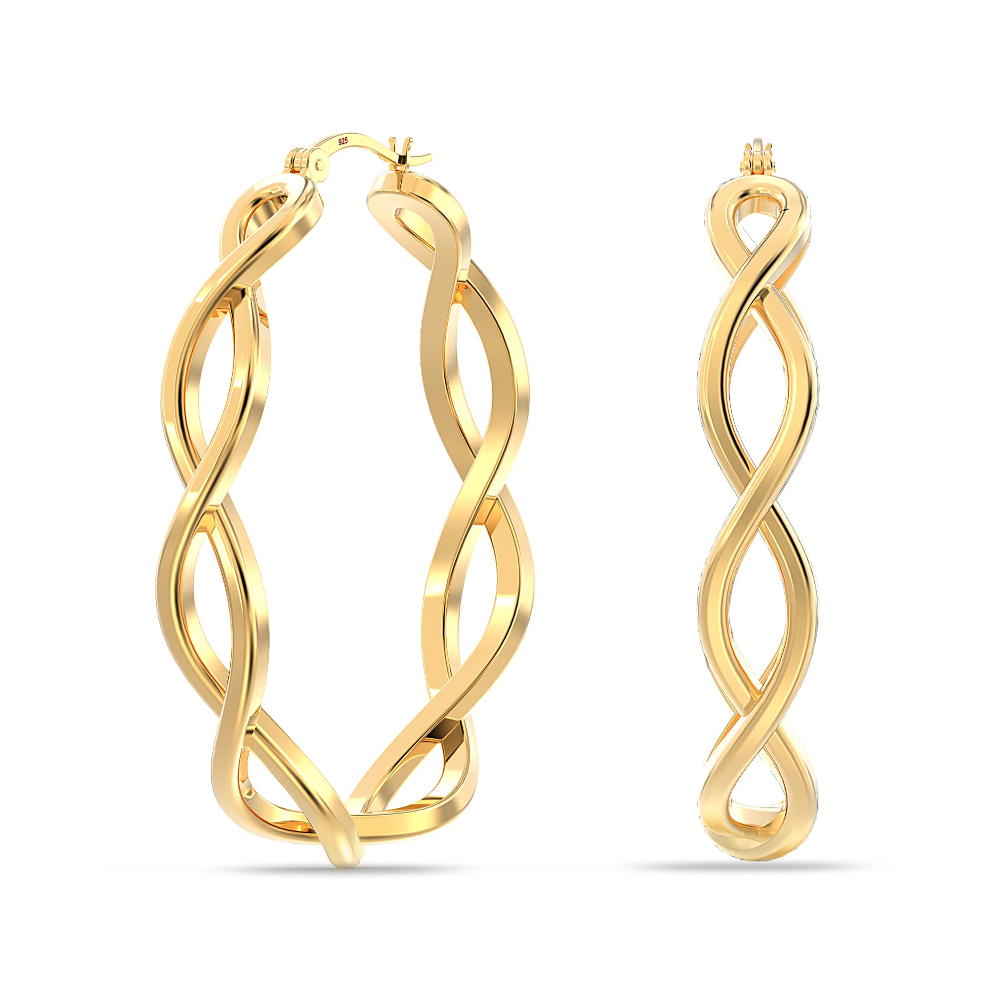 925 Sterling Silver Twist Irish Celtic Knot Click-Top Hoop Earrings for Women