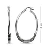 925 Sterling Silver Oxidized Hoop Earrings for Teen Women 60mm