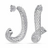 925 Sterling Silver Medium Twisted Mesh Irregular Filigree Hoop Earrings for Women