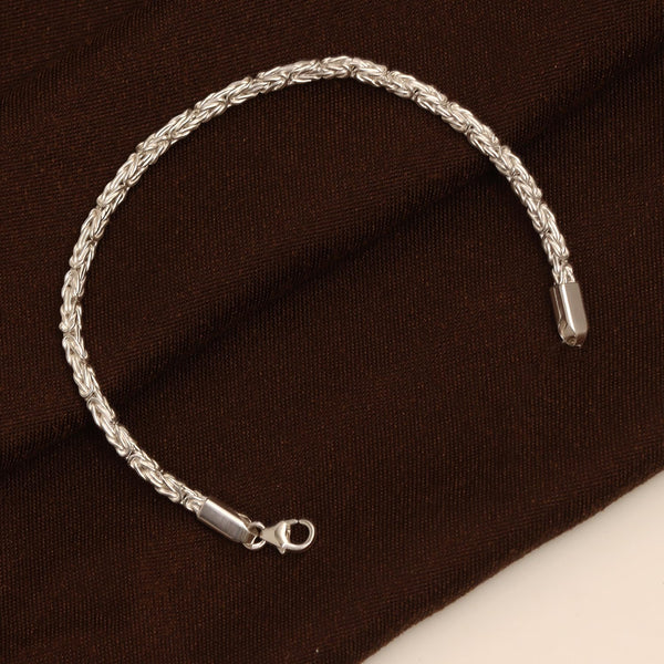 925 Sterling Silver Classic Italian Handmade Square Byzantine Link Chain Bracelet for Women 0.25CM