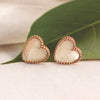 925 Sterling Silver 14K Rose-Gold Plated Mother of Pearl Heart Classic MOP Stud Earrings for Women Teen