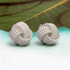 925 Sterling Silver Italian Design Diamond-Cut Wire Love Knot Stud Earrings for Women