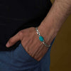 925 Sterling Silver Fancy Curb Chain Turquoise Stone Salman Khan Bracelet for Men and Boys