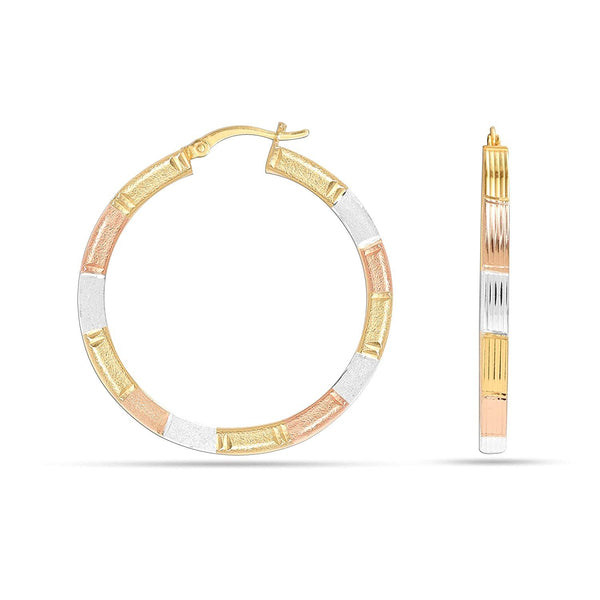 925 Sterling Silver Gold Pladed Dimond-Cut Hoop Earrings for Women