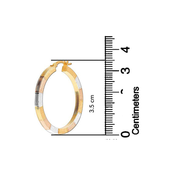 925 Sterling Silver Gold Pladed Dimond-Cut Hoop Earrings for Women