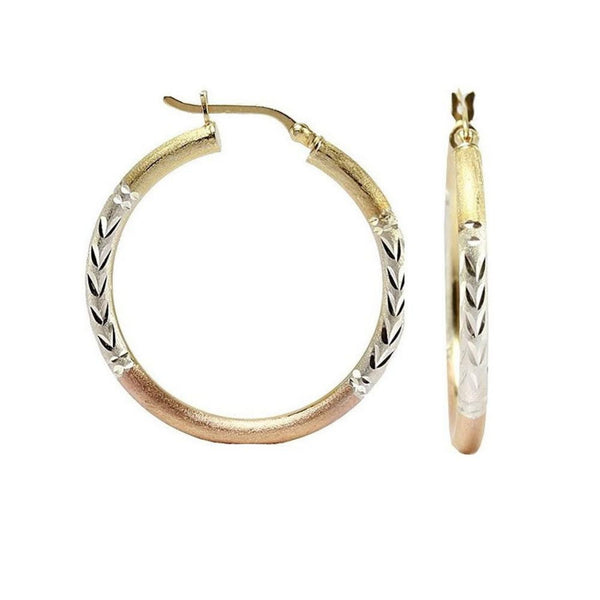 925 Sterling Silver Three Tone Hoop Earrings Teen Women 35 MM