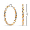 925 Sterling Silver 14K Gold Plated Three Tone Light Weight Italian Design Hoop Earrings for Women Girls