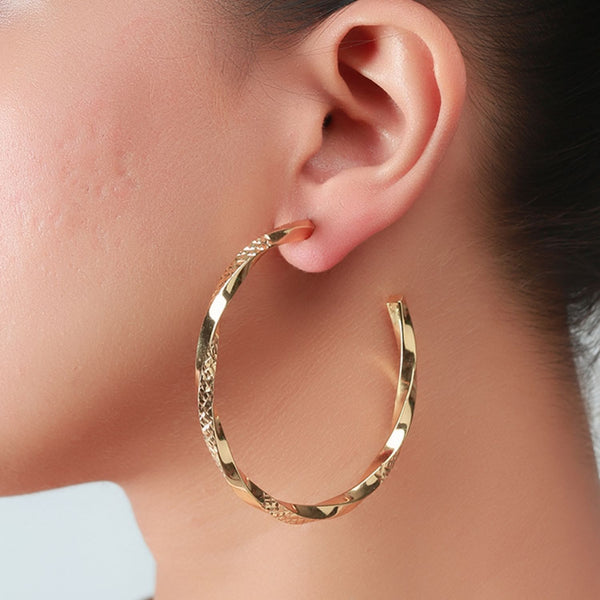 925 Sterling Silver Yellow Gold Plated Twisted Hoop Earrings for Women