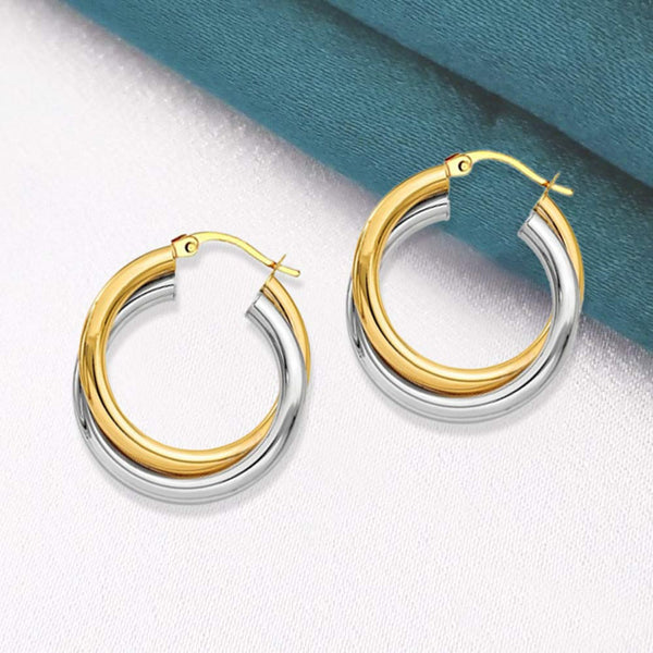 925 Sterling Silver Intertwining Round Tube Hoop Earrings for Women 28 MM