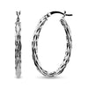 925 Sterling Silver Texture Hoop Earrings for Women 35 MM