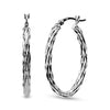 925 Sterling Silver Texture Hoop Earrings for Women 35 MM