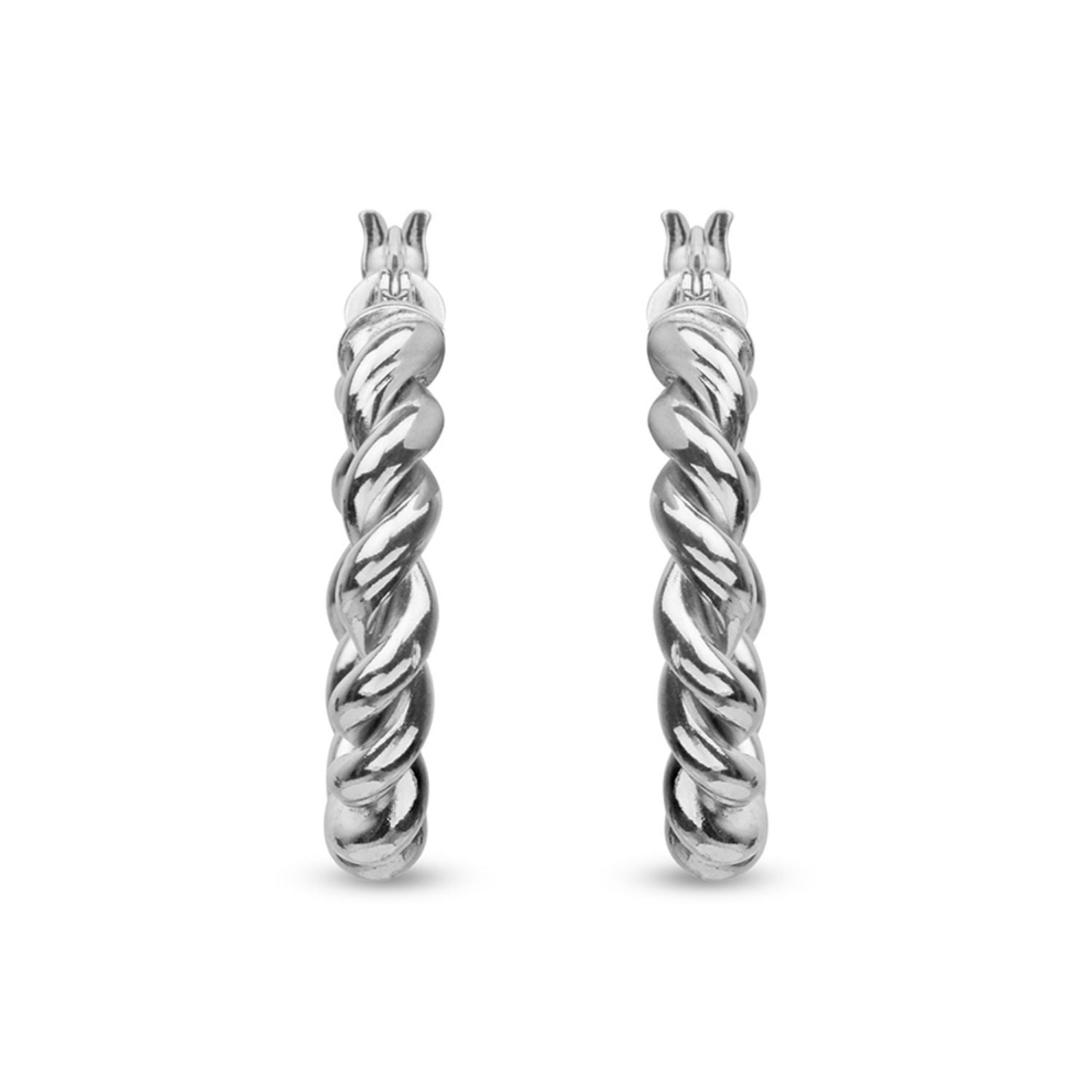 925 Sterling Silver Twisted Tube Hoop Earrings for Women 26 MM