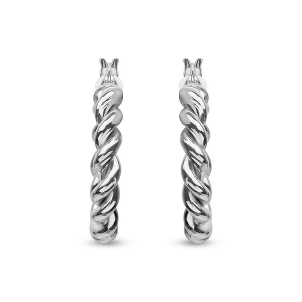 925 Sterling Silver Twisted Tube Hoop Earrings for Women 26 MM