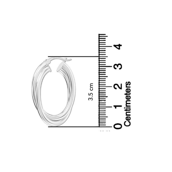 925 Sterling Silver Jewellery Intertwining Oval Shape Click-Top Hoop Earrings for Women