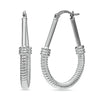 925 Sterling Silver Oval Diamond Cut Hoop Earrings for Women 35 MM