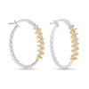 925 Sterling Silver Two Tone Round Shape Hoop Earrings for Teen Women