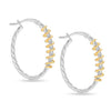925 Sterling Silver Two Tone Round Shape Hoop Earrings for Teen Women