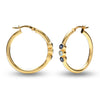 925 Sterling Silver Round Hoop Earrings for Teen Women (3 MM Sapphire & Topaz )