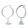 925 Sterling Silver Birthstone Hoop Earrings for Teen Women (3 MM Topaz)