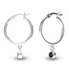 925 Sterling Silver Birthstone Hoop Earrings for Teen Women (3 MM Black Onyx)