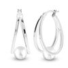 925 Sterling Silver Pearl Oval Hoop Earrings for Teen Women