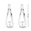 925 Sterling Silver Pearl Oval Hoop Earrings for Teen Women