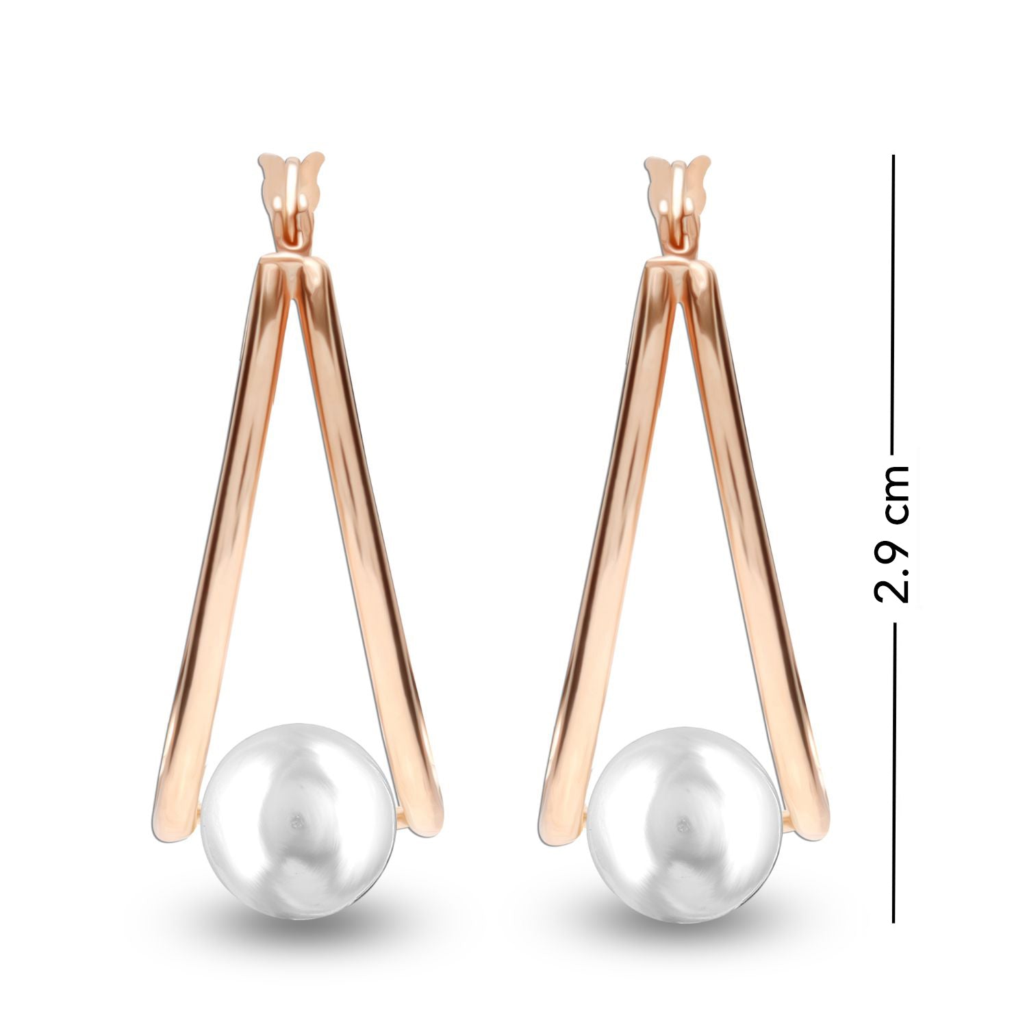 925 Sterling Silver Pearl Oval Hoop Rose Gold Plated Earrings for Teen Women