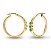 925 Sterling Silver Hoop Earrings for Teen Women (3 MM Green Emerald & Black Onyx)