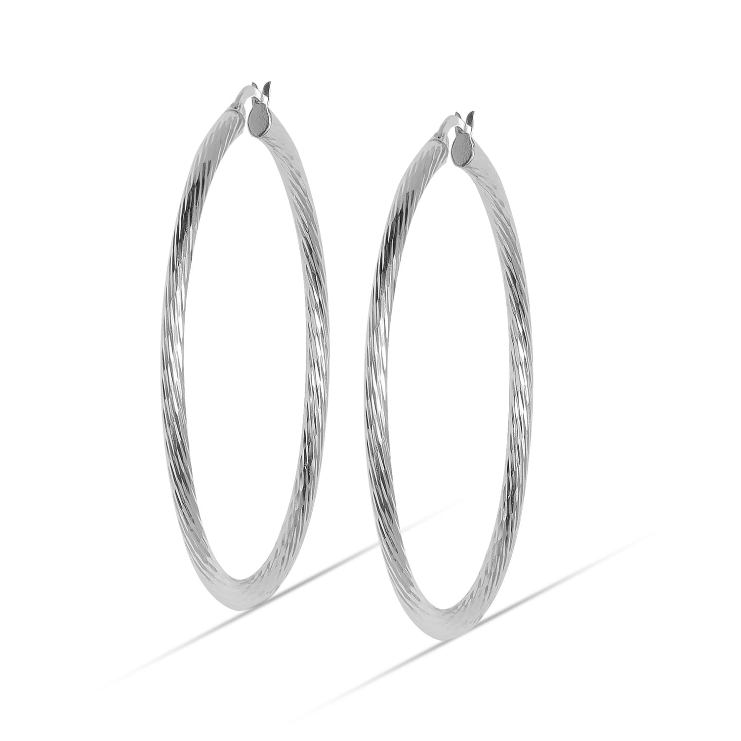 925 Sterling Silver Extra Large Hoop Earrings for Women Hypoallergenic Diamond Cut Earring Hoops for Women 60MM