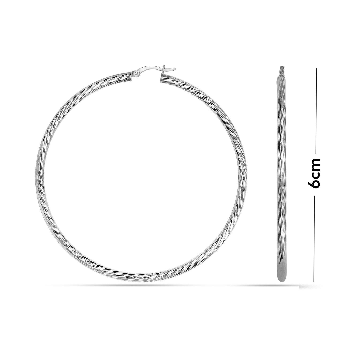 925 Sterling Silver Extra Large Hoop Earrings for Women Hypoallergenic Diamond Cut Earring Hoops for Women 60MM