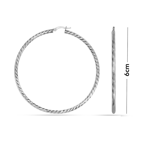 925 Sterling Silver Extra Large Hoop Earrings for Women Hypoallergenic Diamond Cut Earring Hoops for Women 60MM