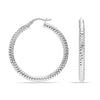 925 Sterling Silver Hoop Earrings for Women Diamond-Cut Classic Italian Design Earring Hoops for Women 40MM