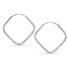 925 Sterling Silver Endless Lightweight Diamond-Cut Textured Oval Square Teardrop Shape Hinged Hoop Earrings for Women