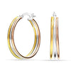 925 Sterling Silver Jewelry Italian Three-Tone Click-Top Hoop Earrings for Women Teen