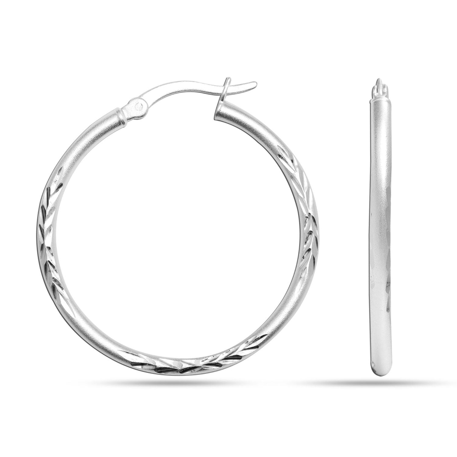 925 Sterling Silver Two Tone Hoop Earrings for Teen Women